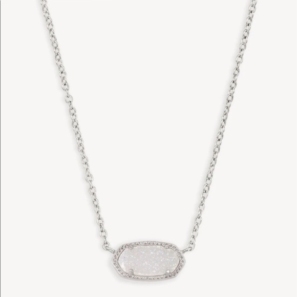 Kendra Scott Elisa Silver Pendant Necklace in Iridescent Drusy - Picture 1 of 1